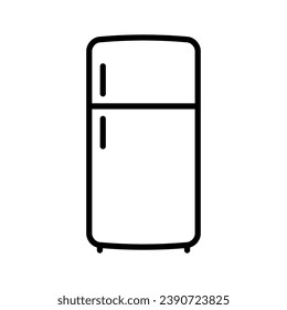 Refrigerator icon. Black contour linear silhouette. Editable strokes. Front view. Vector simple flat graphic illustration. Isolated object on a white background. Isolate.