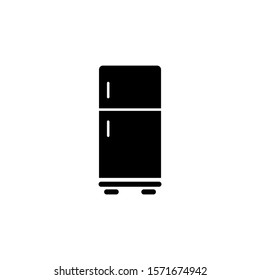 Refrigerator icon in black flat design on white background, Vector illustration, Eps 10