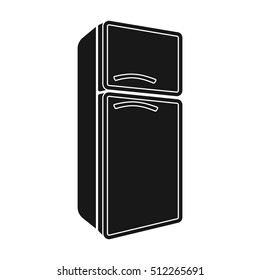 Refrigerator icon in black style isolated on white background. Kitchen symbol stock vector illustration.