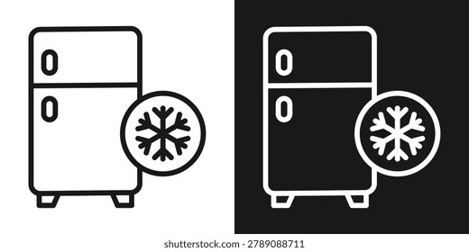 Refrigerator Icon In Black And White Line Style