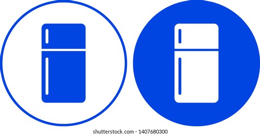 Refrigerator icon in circle. Vector illustration