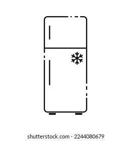Refrigerator icon design. Vector illustration in outline style, freezer symbol pictogram.