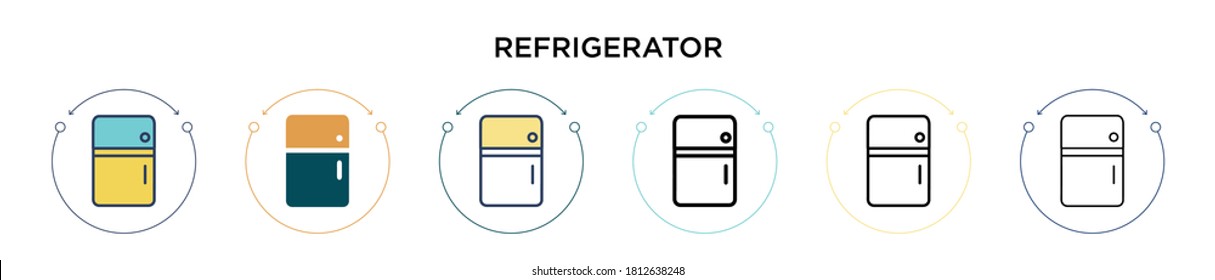 Refrigerator icon in filled, thin line, outline and stroke style. Vector illustration of two colored and black refrigerator vector icons designs can be used for mobile, ui, web