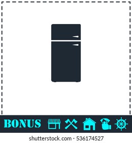 Refrigerator icon flat. Simple vector symbol and bonus icon