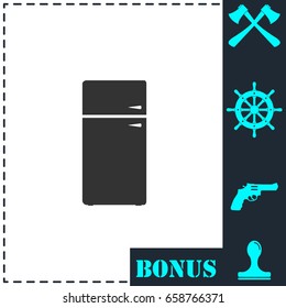 Refrigerator icon flat. Simple vector symbol and bonus icon