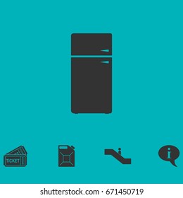 Refrigerator icon flat. Simple vector symbol and bonus icon