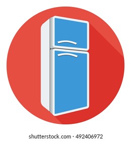 Refrigerator icon in flat style isolated on white background. Kitchen symbol stock vector illustration.