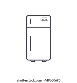Refrigerator icon, fridge outline thin sign and ice box flat symbol, 