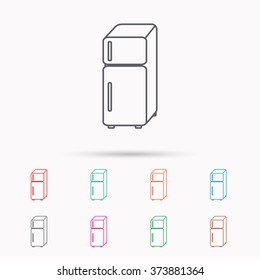 Refrigerator icon. Fridge sign. Linear icons on white background.