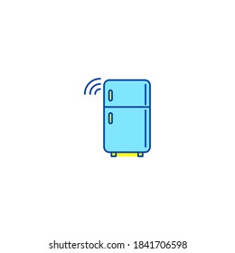 Refrigerator icon. Internet of things icon. Simple, flat, outline, color.