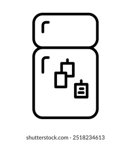 Refrigerator icon in line style. Refrigerator with a note attached