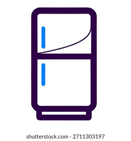 Icono del refrigerador. Una Ilustración vectorial lineal de refrigerador aislado sobre fondo blanco.