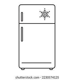 Icono del refrigerador de líneas sobre un fondo blanco.