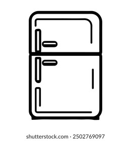 Refrigerator icon or modern line symbol. Vector line art and icon design with bold outline. Black and white Pixel Perfect minimalistic symbol isolated white background. Silhouette simple thin sign