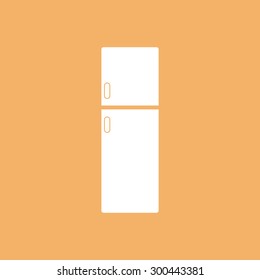Refrigerator icon on  background. Kitchen equipment.
