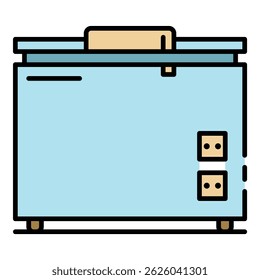Icono del refrigerador. Esquema de color de icono de Vector de refrigerador plano aislado en blanco