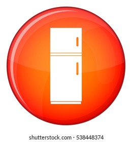 Refrigerator icon in red circle isolated on white background vector illustration
