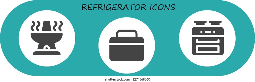  refrigerator icon set. 3 filled refrigerator icons. Simple modern icons about  - Oven, Fridge