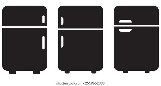 Refrigerator icon set. Fridge vector pictogram set in black. Smart fridge vector icon illustration set. Refrigerator icon vector template.
