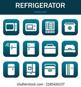 refrigerator icon set. Vector  illustrations related with Microwave, Microwave and Refrigerator