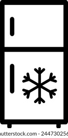 Icono de refrigerador con copo de nieve aislado sobre fondo blanco . Ilustración vectorial