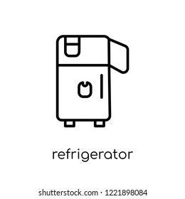refrigerator icon. Trendy modern flat linear vector refrigerator icon on white background from thin line Furniture and household collection, outline vector illustration