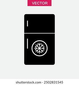 Icono de refrigerador Vector, gráfico de Vector simple ilustración negra plana para Web y App sobre fondo blanco.. eps
