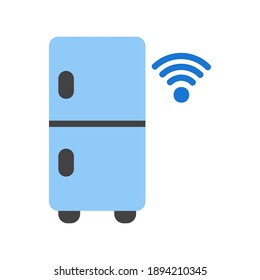 Refrigerador de estilo plano sobre Internet de las cosas para cualquier proyecto, uso para presentación de aplicaciones móviles de sitio web
