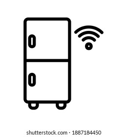 Refrigerator icon vector illustration in line style about internet of things for any projects, use for website mobile app presentation