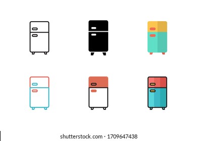 refrigerator icon vector illustration with six different style design. isolated on white background