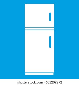 Refrigerator icon white isolated on blue background vector illustration