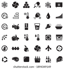 Refrigerator Icons. Black Flat Design. Vector Illustration.