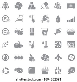 Iconos refrigeradores. Diseño plano gris. Ilustración vectorial.
