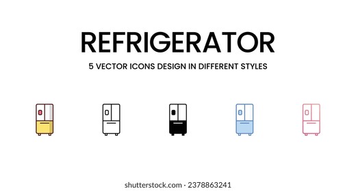 Refrigerator icons set, color line, outline, glyph, gradient line, duo tone, icon isolate white background vector stock illustration