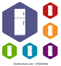 Refrigerator icons set rhombus in different colors isolated on white background