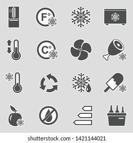 Refrigerator Icons. Sticker Design. Vector Illustration.