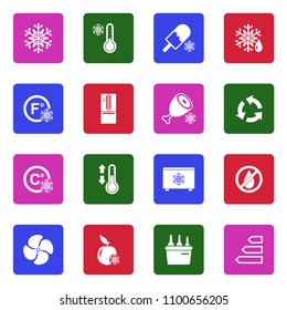 Refrigerator Icons. White Flat Design In Square. Vector Illustration. 