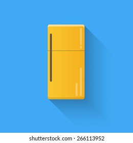 Refrigerator illustration in flat style with long shadow. Scalable vector eps illustration. 