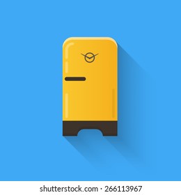 Refrigerator illustration in flat style with long shadow. Scalable vector eps illustration. 