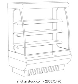 Refrigerator, isolated circuit on a white background