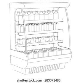 Refrigerator, isolated circuit on a white background
