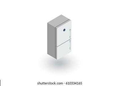 Refrigerator isometric flat icon. 3d vector colorful illustration. Pictogram isolated on white background