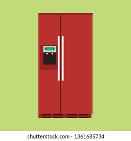 Refrigerator kitchen appliance vector icon food. Domestic equipment fridge freezer household. Interior flat cartoon furniture