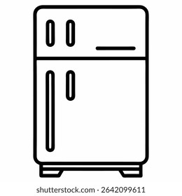 "Refrigerator Line Art Vector – Minimalist Kitchen Appliance Illustration"