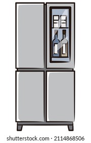 Refrigerator line drawing vector illustration