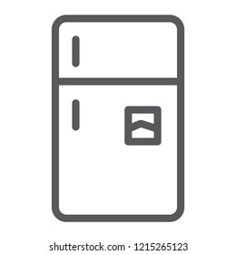 Refrigerator line icon, freeze and household, fridge sign, vector graphics, a linear pattern on a white background, eps 10.