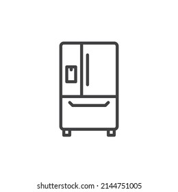 Icono de línea del refrigerador. signo de estilo lineal para concepto móvil y diseño web. Icono vectorial de contorno del congelador doble. Símbolo, ilustración del logotipo. Gráficos vectoriales