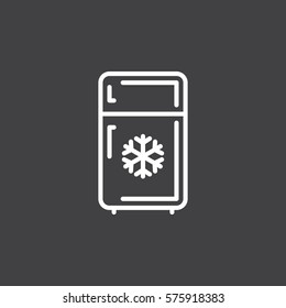 Refrigerator line icon, outline vector sign, linear white pictogram isolated on gray. Fridge symbol, logo illustration