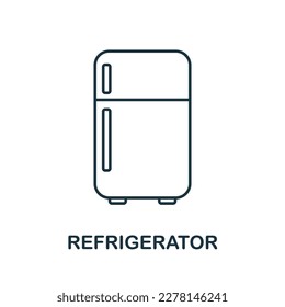 Refrigerator line icon. Simple element from kitchen collection. Creative Refrigerator outline icon for web design, templates, infographics and more