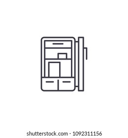 Refrigerator linear icon concept. Refrigerator line vector sign, symbol, illustration.